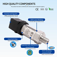 Transmisor de Presión de Acero Inoxidable Hanke HK-804 con Precisión de 0.25%FS, 4-20mA, 12-30VDC, IP65, M12 DIN43650 para Bombas Hidráulicas