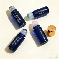 Flacon en verre vide de 30 ml et 50 ml, flacon d'huile essentielle transparent unique avec bille roulante en pierre de quartz