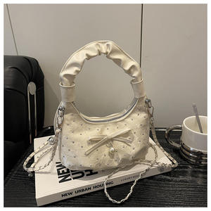 Bolsos de hombro con lazo de diamantes a la moda para mujer, bolsos de mano de alta calidad para mujer, bolso bandolera de cuero Pu para mujer - Product Image 1