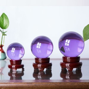 Usine en gros K9 boule de guérison en cristal 60/80/100mm personnalisé gravé au Laser Style Feng Shui sphère en verre avec support en <span class=keywords><strong>bois</strong></span> - Product Image 6