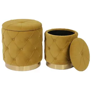 Đồ Nội Thất Gia Đình Phòng Khách Teal Phòng Ngủ Footstool Nhung Hiện Đại Pouf Vòng Ottoman Với Vàng Cơ Sở