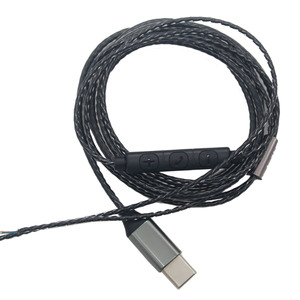 Type C Diy Semi Finished Headphone Cable With Mic Three Button <b>Control</b> Nylon <b>Wire</b> Audio Peripheral Repairable - Product Image 5