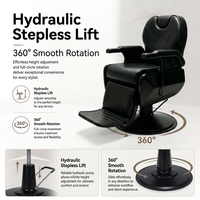 Fauteuil de Barbier Professionnel Personnalisable et Durable - Chaise Inclinable Traditionnelle pour Salon avec Pompe Hydraulique en Cuir PVC et Structure en Fer pour Salon de Coiffure