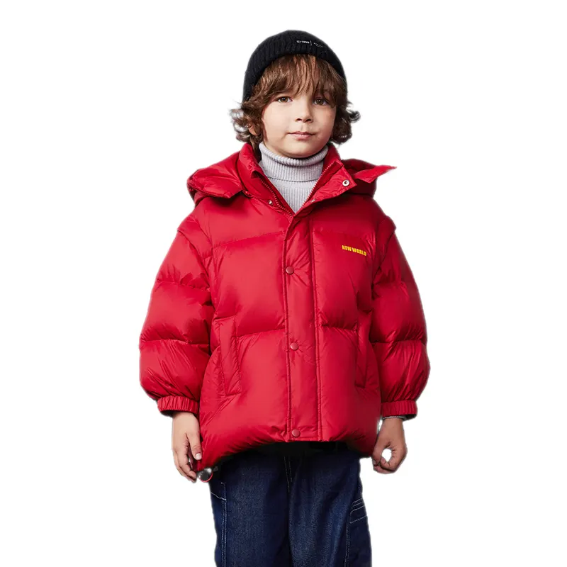 बच्चों के लिए डाउन जैकेट डाउन वेस्ट बच्चों के डाउन जैकेट सर्दियों के कपड़े के रूप में हटाने योग्य आस्तीन और हुड पहनने योग्य