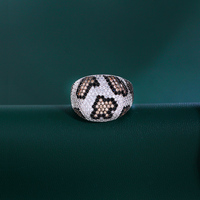 Grandes bagues de fiançailles élégantes en peau de serpent léopard avec zircon cubique multicolore pour femmes, bijoux de fête de mariée chics
