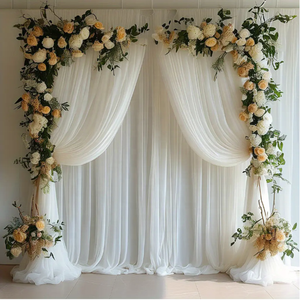 Un paquet de 2 rideaux en tulle blanc transparent adaptés aux mariages - Product Image 6