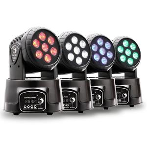 U'king <span class=keywords><strong>Mini</strong></span> 7x10w <span class=keywords><strong>LED</strong></span> RGBW ánh sáng DMX DJ Disco bên câu lạc bộ chiếu sáng luzes de palco Thiết bị hiệu ứng đèn sân khấu di chuyển đầu đèn - Product Image 1