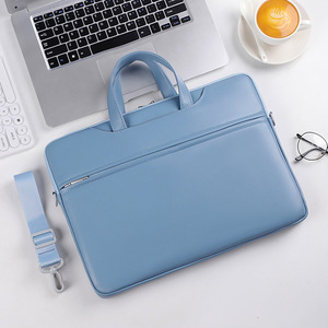 Sac pour ordinateur portable en cuir PU imperméable, mallette d'affaires légère, grande capacité, portable, pour l'école, le bureau, avec logo personnalisé - Product Image 4