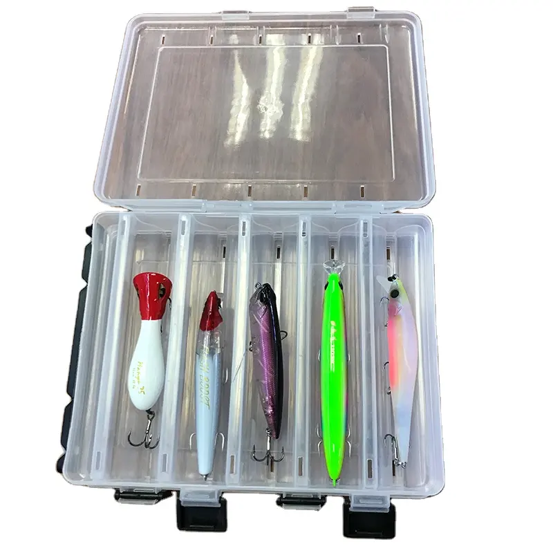 Caixa de madeira transparente para camarão, caixa branca para iscas, ferramentas para pesca