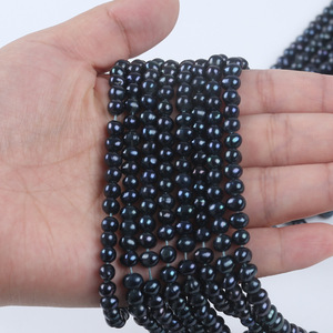 Perlas de Agua Dulce Naturales al por Mayor, Perlas de Agua Dulce Negras de 5-6 mm, Cuentas de Perlas Semiterminadas para Collar, Cuentas Sueltas - Product Image 2