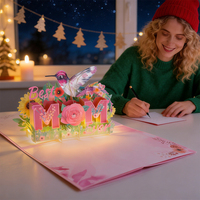 Tarjeta Pop-up 3D Winpsheng con Electrónica, Tarjeta de Felicitación Interactiva con Sensor de Aire, Música y Luz LED