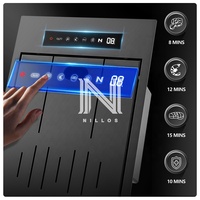 Fregadero de Cocina Inteligente 5335 con Purificación Hidráulica, Hecho a Mano, Cuadrado, de un Solo Tazón, Acero Inoxidable 304, Recubrimiento Nano Negro, Tres Orificios