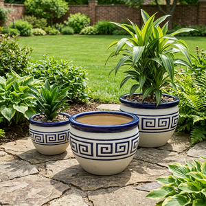 Set di 3 Vasi in Ceramica Bianca Smaltata DaiPhongLan, Ecologici e Moderni, per Fiori e Piante, Decorativi per Casa e <span class=keywords><strong>Giardino</strong></span> - Product Image 1