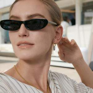 Pendientes geométricos circulares con incrustaciones de cristal de acero inoxidable para mujer, uso diario - Product Image 3