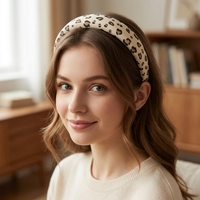 Bandeau en tissu fait main de haute qualité pour femme, motif léopard, style personnalisable, couleur unie, simple et élégant