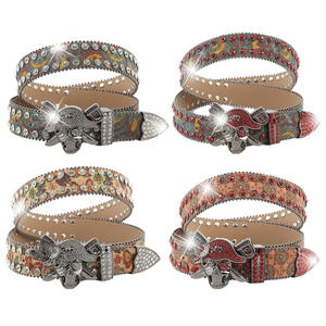 مصنع بانك الإبداعية القراصنة سكين مزدوج الجمجمة الكابتن حزام الماس المياه بو الجلود الغربية الأزياء رعاة البقر حزام سبيكة - Product Image 5