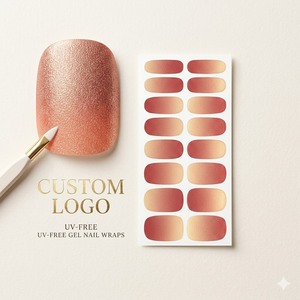 Vente en gros de 1 bande de vernis à ongles en gel auto-adhésif, pailleté, ombré, non toxique, végétalien, sans UV, avec étiquette privée, logo personnalisé, boîte cadeau de luxe - Product Image 2