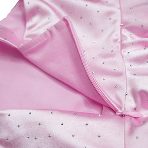 Vestito Rosa Scintillante per Bambine in Spandex/Poliestere con Fiocco sulle Spalline, Pieghe a Gonna Svasata, Tinta Unita, per Feste di <span class=keywords><strong>Compleanno</strong></span> e Cerimonie Primaverili - Product Image 4