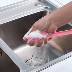 Nécessités quotidiennes de la maison brosse à gobelets en éponge simple brosse de nettoyage de biberon à long manche sans angle mort brosse éponge - Product Image 5