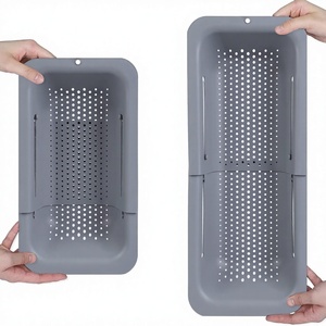 Panier égouttoir pliable et extensible en <span class=keywords><strong>plastique</strong></span> pour évier, résistant au lave-vaisselle, idéal pour légumes, pâtes cuites et plats secs - Product Image 2