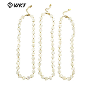 WT-JN191 Women <strong>Pure</strong> Holy White Shell Heart Necklace Lovely Hand Strand Beads Shell Necklace 16 Inch Long <strong>Lover</strong> Wedding Necklace - Product Image 3