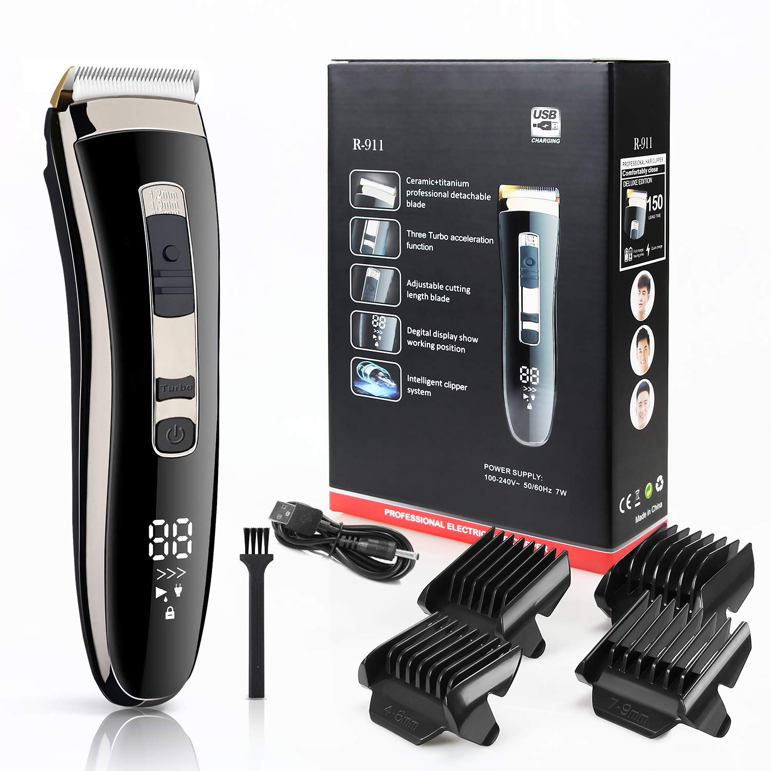 Лезвие бритвы волос, триммер для волос, Мужская Профессиональная беспроводная лицевое машинка для стрижки волос USB аккумуляторная батарея с керамической режущой пластиной машинка для стрижки волос для мужчин