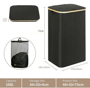 2024 phổ biến 100L Silm ráp lưới giặt giỏ <span class=keywords><strong>Hamper</strong></span> với nắp - Product Image 5
