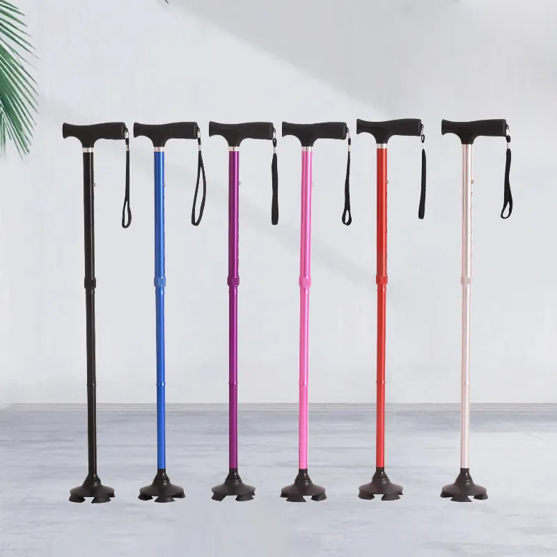 Crutches Four-legged Telescopic Walking Cane for the Elderly Lightweight Multifunctional Non-slip Walking Cane for Cane