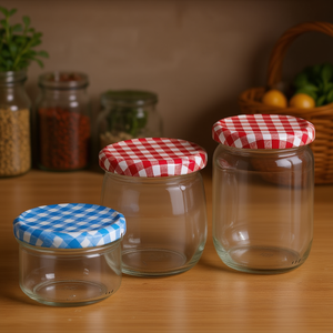 Emsy Screw <b>Top</b> Jar 420Ml <b>Checkered</b> Lid Storage Bottle - Product Image 3
