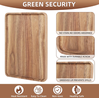 Grands plateaux en bois d'acacia massif, plateaux de service rectangulaires, planches en bois naturel pour bar, petit-déjeuner, chocolat