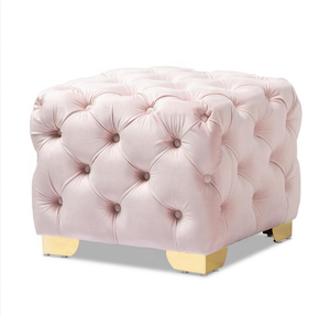 Di Vendita caldo di Base In Acciaio Inox <span class=keywords><strong>Rosa</strong></span> Pulsante di Velluto Trapuntata Pouf Poggiapiedi Sgabello Per La Casa Hotel Mobili - Product Image 1