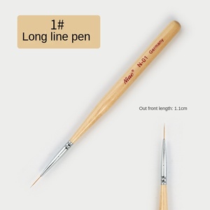 Pinceau à ongles plat à manche en bois, avec virole ondulée en nylon, pour débutants, pour la peinture florale, le liner et le gel, outil stylo de manucure professionnel - Product Image 6