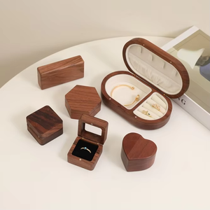 EQ <b>Small</b> Solid Walnut Wood Jewelry <b>Box</b> Magnetic Snap Closure-Scratch Resistant Travel-Friendly <b>Gift</b> for Rings Earrings Necklaces - Product Image 5