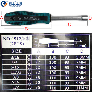 Penggong Hex Key Set 3/16 1/4 5/16 11/32 3/8 7/16 1/2 Imperial Socket Wrench Industrial Grade - Product Image 4