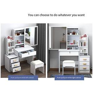 Table de maquillage blanche avec miroir <span class=keywords><strong>LED</strong></span>, fabriquée en Chine, à prix abordable, pour la chambre à coucher - Product Image 3