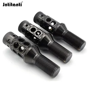 Jntitanti siyah renk genişletilmiş delinmiş delikler altıgen başlı yüzer koni koltuk Gr.5 titanyum otomatik Lug cıvata M12x1.25x28mm