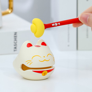 Adorno de Percusión con Forma de Gato de la Suerte, Decoración de Escritorio de PVC, Juego de Varias Piezas, Suministros de Oficina Feng Shui, Regalo de Año Nuevo Chino - Product Image 4