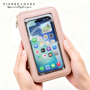 Pochette transparente pour téléphone Pierre Loues, rose, avec fermeture éclair, sac bandoulière pour femme, usage quotidien - Product Image 1