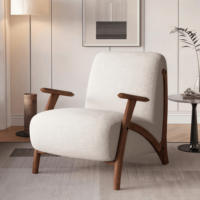 Chaise d'appoint moderne et écologique avec dossier rembourré et pieds en teck doré massif pour la maison, le bureau, la salle à manger, le salon, la chambre à coucher, l'hôtel