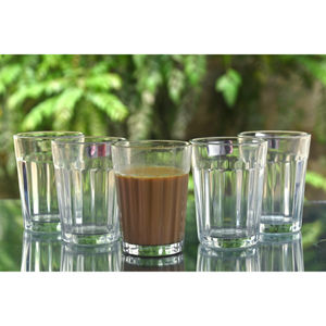 Vaso Moderno de Vidrio Acanalado |   Vaso Reutilizable Resistente de 120 ml, Apto para Lavavajillas, Transparente, para Jugo y Agua, para Cafeterías, Restaurantes y Fiestas - Product Image 2