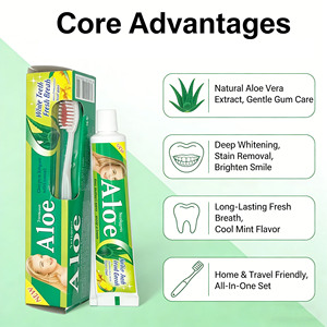 <span class=keywords><strong>Dentifrice</strong></span> Herbal à l'Aloe Vera 105g avec Brosse à Dents, <span class=keywords><strong>Bio</strong></span>, Sans Fluor, Nettoyage en Profondeur, Blanchiment des Dents, Usage Domestique, Dents <span class=keywords><strong>Sensibles</strong></span> - Product Image 2