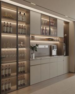 Hot Selling Modern Design Wood Wine <b>Cabinet</b> for Living Room Hotel Kitchen Versatile Home Furniture Huipinju Brand <b>China</b> Origin - Product Image 1