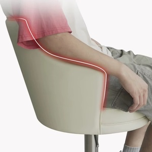 Chaise de bar pivotante ergonomique moderne à dossier haut, cuir de haute qualité pour hôtels, acier inoxydable et cuir - Product Image 2