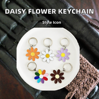 Gantungan Kunci Bunga Daisy Lucu Enamel Logam, Aksesoris Tas Kawaii, Liontin Kunci Mobil, Aksesoris DIY