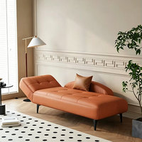Sofá de Estilo Italiano con Estructura de Madera, Resistente a los Arañazos de Gatos, Tapizado en Cuero Sintético, Respaldo Ajustable, Sofá Cama Tipo Futón para Sala de Estar