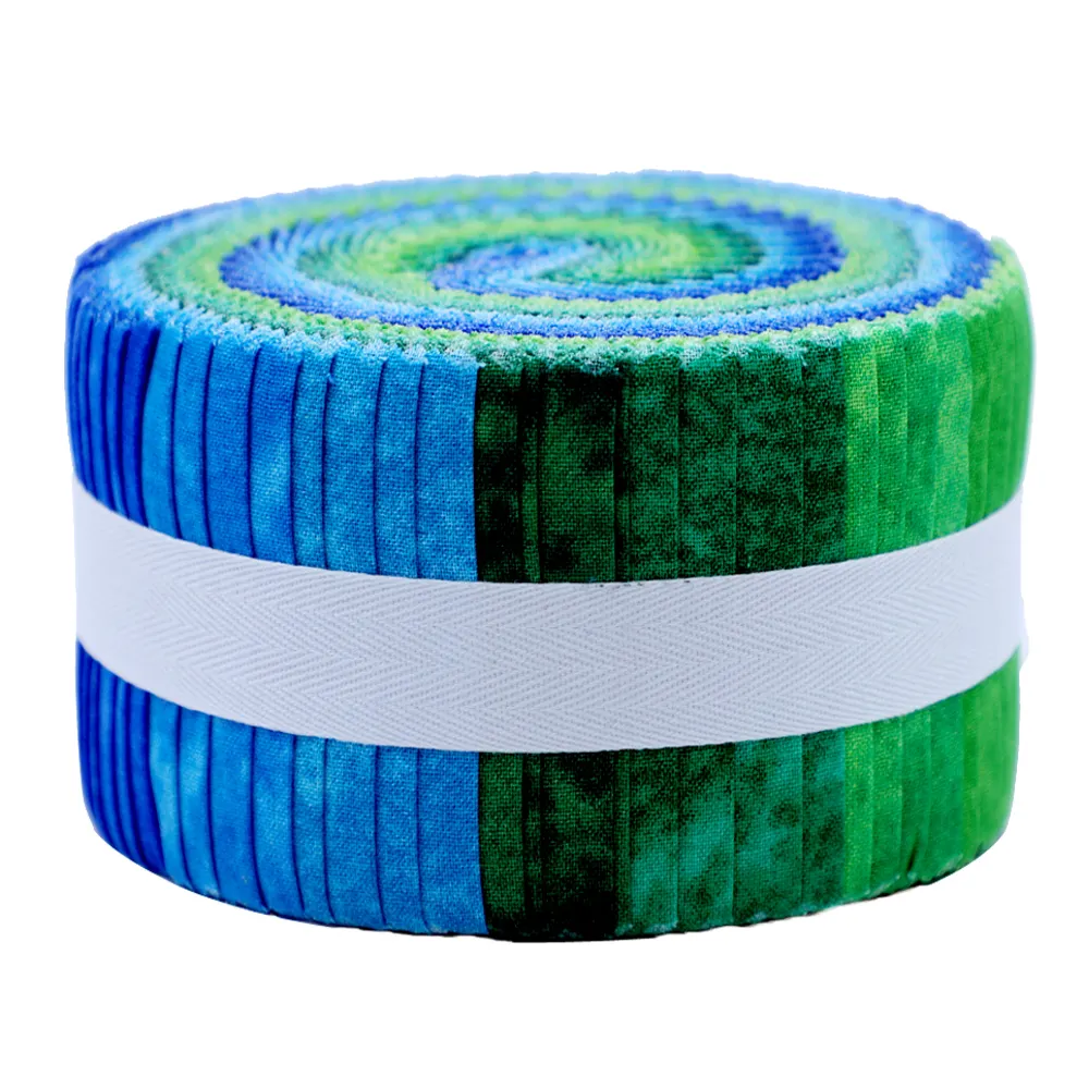 wholesale Blue & Green Smudge jelly roll 100% Cotton Pre-Cut Fabric for Quilting, Scrapbooking, Sewing, Arts & Crafts, Patchwork