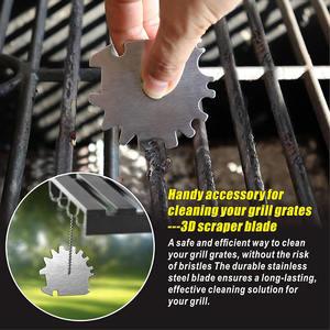 Thịt nướng công cụ làm sạch phụ kiện nướng bàn chải và scraper lông miễn phí dây kim loại lưới làm sạch bàn chải cho <span class=keywords><strong>BBQ</strong></span> nướng Grate - Product Image 5