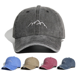 Cappello da Baseball in Cotone Lavato con Ricamo Mountain Line, Visiera Curva, Regolabile, Stile Vintage per Attività all'Aperto - Product Image 1