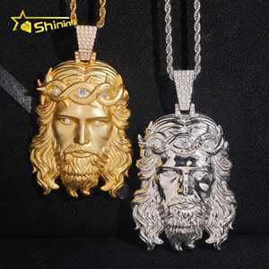 クラシックデザインファッションペンダントチャームヒップホップジュエリーソリッド925シルバーVVSモアッサナイトアイドアウトペンダント男性イエスペンダント - Product Image 3