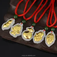 Goud Ingelegde Jade Tian Puur Goud Kleine String Bean Angel Lucky Bag Kool Blad Evenement Zal Verkopen Geschenken